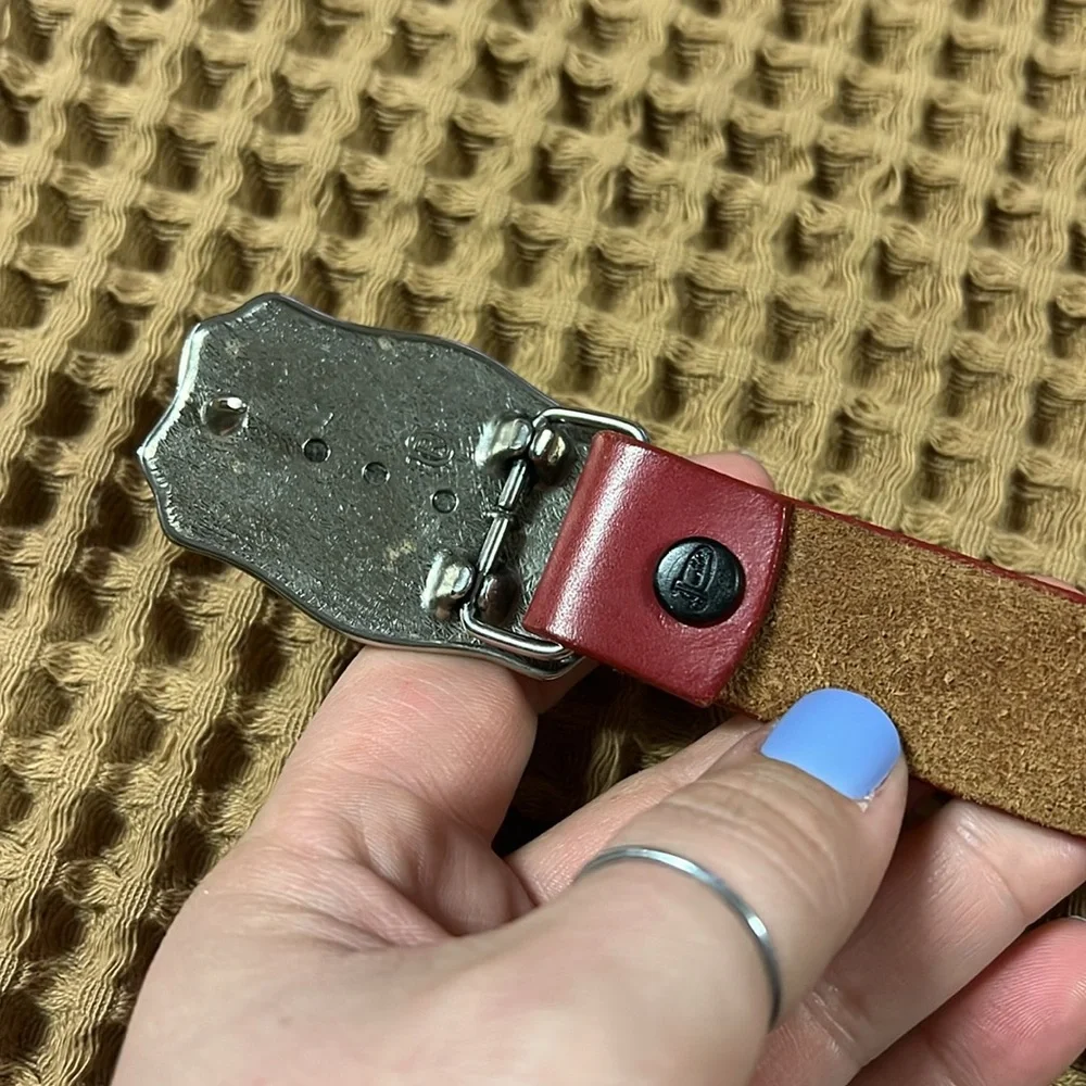 Justin | Red Tooked Leather Cowhide Toddler Belt 24 inches
